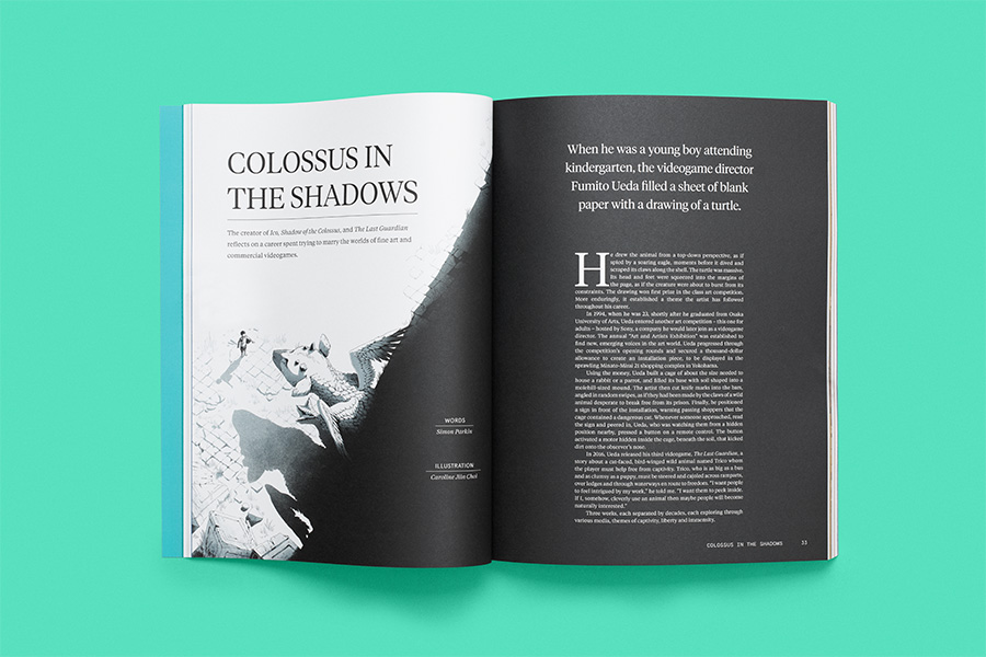 magazine spread: text Colossus in the Shadows.