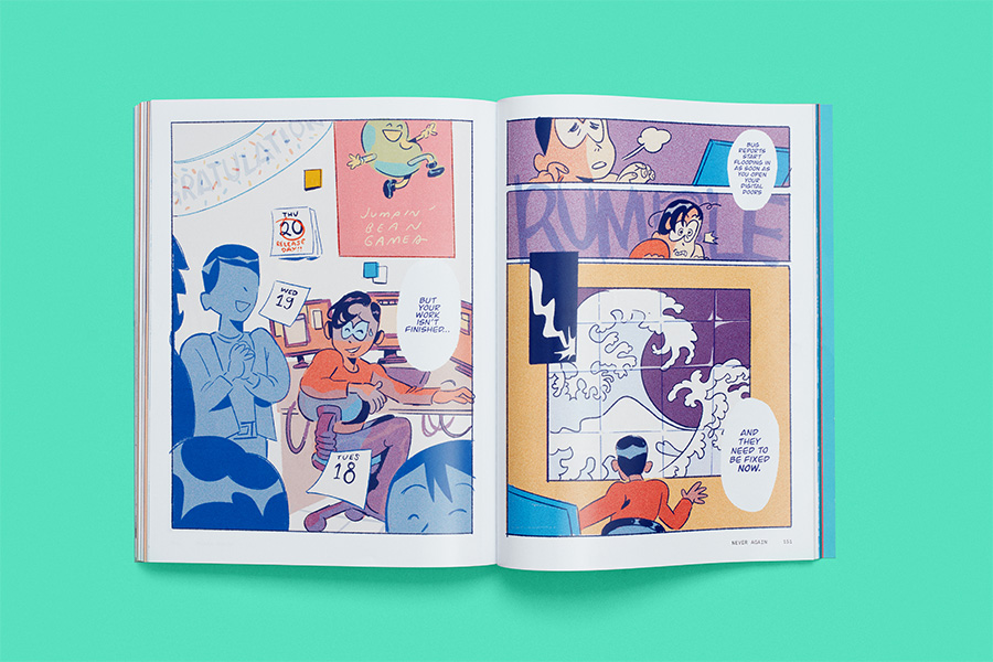 magazine spread: panels from graphic novel.