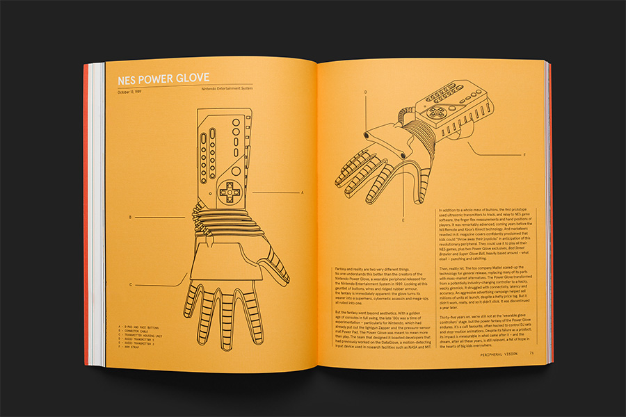 magazine spread: graphics and text on the NES Power Glove